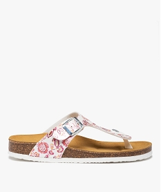 GEMO Mules femme à semelle liège et bride entre-doigts blanc standard