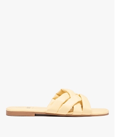 GEMO Mules femme à talon plat et brides matelassées entrecroisées jaune standard