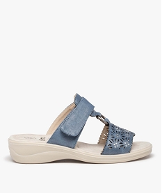 GEMO Mules confort femme ajustables à brides ajourées bleu standard