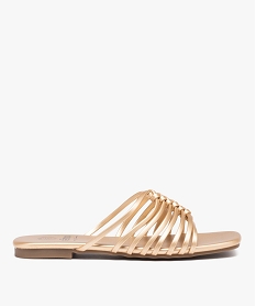 GEMO Mules femme à talon plat dessus à fines brides unies gold