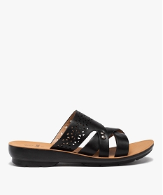 GEMO Mules femme confort unies à bride ajourée noir standard