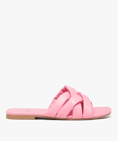 GEMO Mules femme à talon plat et brides matelassées entrecroisées rose standard