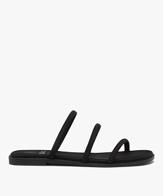 GEMO Mules femme à talon plat et brides en toile unie noir standard