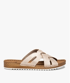 GEMO Mules femme extra légères à brides métallisées rose standard