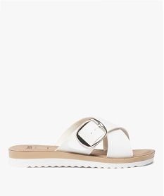 GEMO Mules femme plates à brides épaisses et à boucle blanc standard
