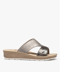 GEMO Sandales femme confort forme mule avec brides scintillantes gris standard