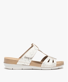 GEMO Mules confort femme à bride scratch dessus brillant blanc standard