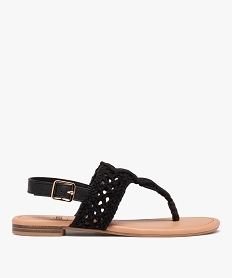 GEMO Sandales femme à entre-doigts dessus macramé noir standard