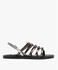 GEMO Sandales femme à brides style spartiates dessus cuir brillant noir standard
