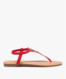 GEMO Sandales femme à entre-doigts ornées de strass rouge standard