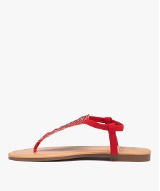 sandales femme a entre-doigts ornees de strass rouge sandales plates et nu-piedsI140401_3
