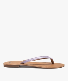GEMO Tongs femme à petit talon plat et lanières fines violet standard