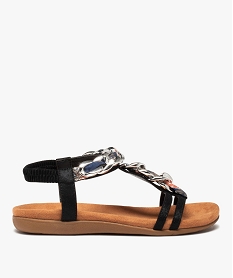 GEMO Sandales femme à bride élastique et chaîne métallique noir standard