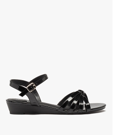 GEMO Sandales femme à petit talon et fines brides vernies noir standard