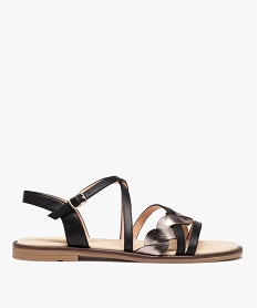 GEMO Sandales femme à talon plat et bride torsadée noir standard