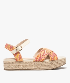 GEMO Sandales femme plateforme en corde dessus toile jaune standard