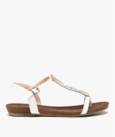 GEMO Sandales femme à semelle crantée dessus cuir uni blanc standard