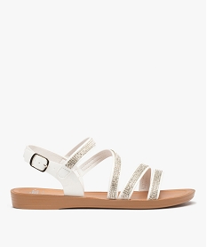 GEMO Sandales femme plates à brides strass unies blanc standard