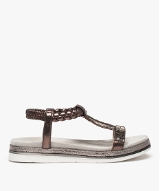 GEMO Sandales femme ornées de strass avec brides élastiquées gris standard