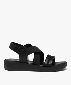 GEMO Sandales femme unies à brides élastiquées noir standard