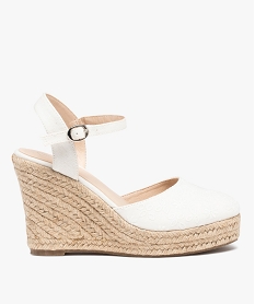 GEMO Sandales femme compensées dessus dentelle anglaise blanc standard