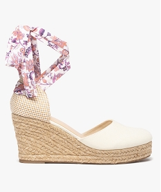 GEMO Sandales femme en toile avec semelle compensée en corde beige standard