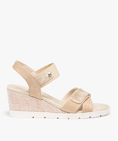 GEMO Sandales femme compensées à bride élastique dore
