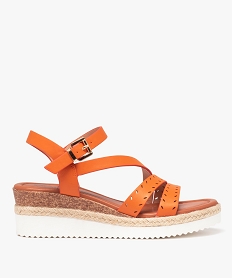 GEMO Sandales femme unies à talon compensé orange standard
