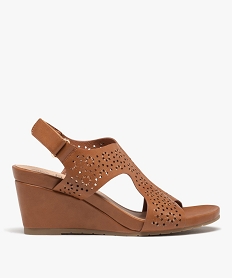 GEMO Sandales femme compensées dessus couvrant ajouré marron standard