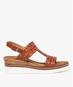 GEMO Sandales femme compensées dessus ajouré marron standard