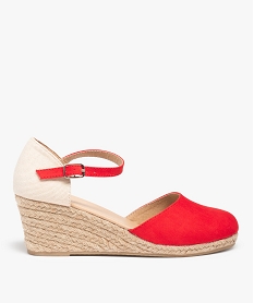 GEMO Sandales femme compensées dessus suédine unie orange standard