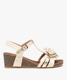 GEMO Sandales femme compensées avec fleur en relief beige standard