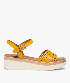 GEMO Sandales femme compensées dessus ajouré jaune standard