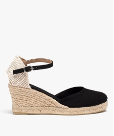GEMO Espadrilles femme à talon compensé et dessus en toile unie noir standard