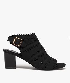 GEMO Sandales femme à talon dessus couvrant ajouré noir standard
