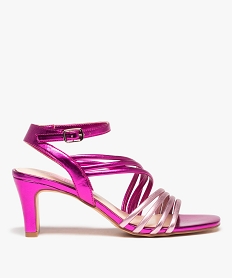 GEMO Sandales femme bicolores avec brides scintillantes rose standard