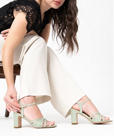 GEMO Sandales femme à talon haut et fines brides unies vert standard