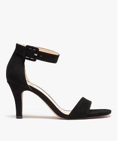 GEMO Sandales femme à talon fermé dessus suédine unie noir standard