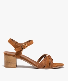 GEMO Sandales femme à talon dessus cuir retourné - Tanéo marron standard