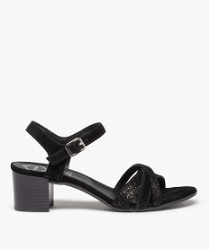 GEMO Sandales femme à talon dessus cuir retourné - Tanéo noir standard