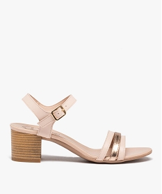 GEMO Sandales femme à talon dessus fines brides cuir - Tanéo rose standard