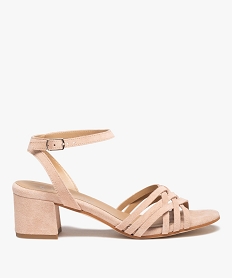 GEMO Sandales femme avec brides en croûte de cuir - Tanéo Rose