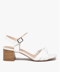 GEMO Sandales femme à talon dessus cuir uni drapé - Tanéo blanc standard