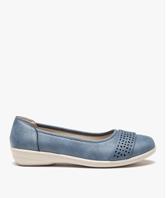 GEMO Ballerines femme confort unies à bride ajourée bleu standard