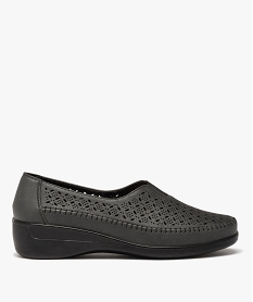 GEMO Mocassins femme confort dessus uni ajouré noir standard