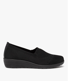 GEMO Mocassins femme confort unis en mesh à semelle compensée noir standard