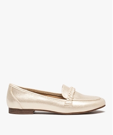 GEMO Mocassins femme unis à bride tressée dore