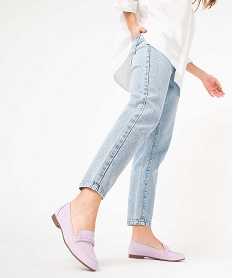 GEMO Mocassins femme unis à bride tressée violet standard
