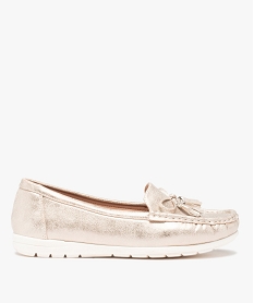 GEMO Mocassins femme dessus souple et uni à détails strass dore