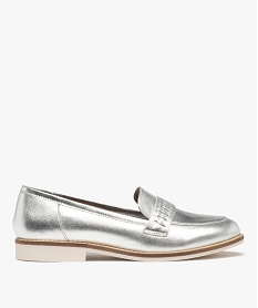 GEMO Mocassins femme dessus cuir métallisé - Tanéo argente